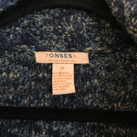 Marled Blue & Tan Ponsesa Cardigan Sweater - Picture 3 of 5